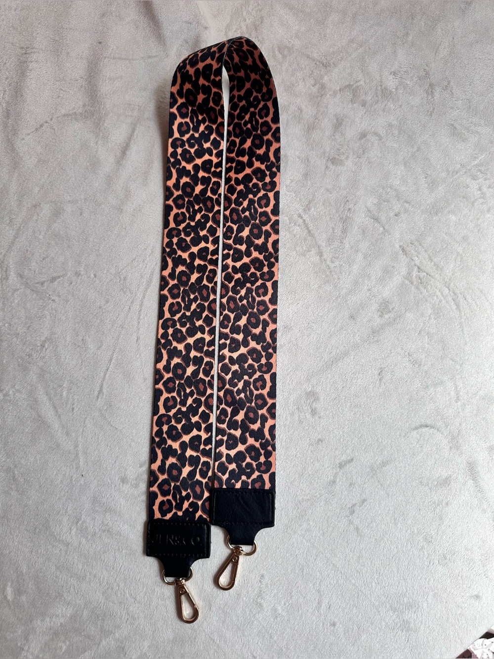 Leopard Print Bag Strap in Peach and Black